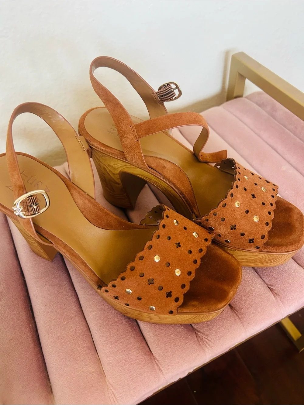 Suede Platform Slingback Sandals